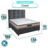 Cama + Box Cinza E Colchão Molas Ensacadas Casal - Legriff Sankonfort + Cabeceira - 3