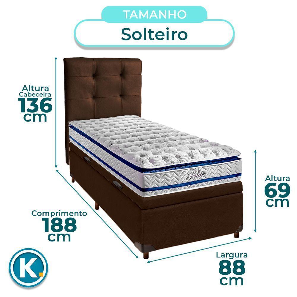 Cama + Bau Marrom E Colchão Molas Ensacadas Solteiro - Blue Paropas + Cabeceira - 3