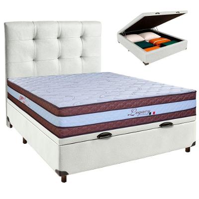 Cama + Bau Blindado E Colchão Molas Ensacadas Casal - Legaccy Paropas + Cabeceira