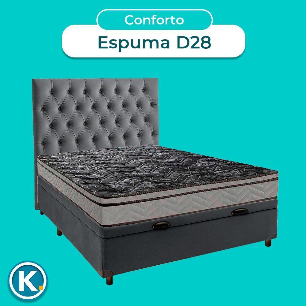 Cama Box Bau + Colchão Casal D28 Conforto Paropas + Cabeceira Estofada - 4