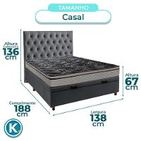 Cama Box Bau + Colchão Casal D28 Conforto Paropas + Cabeceira Estofada - 3