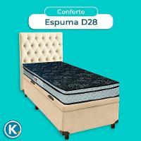 Cama + Bau Perola E Colchão D28 Solteiro - Conforto Paropas + Cabeceira