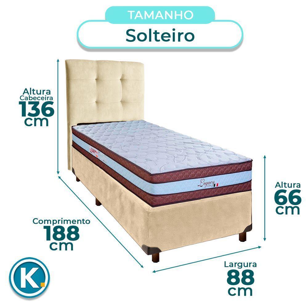 Cama + Box Perola E Colchão Molas Ensacadas Solteiro - Legaccy Paropas + Cabeceira - 3