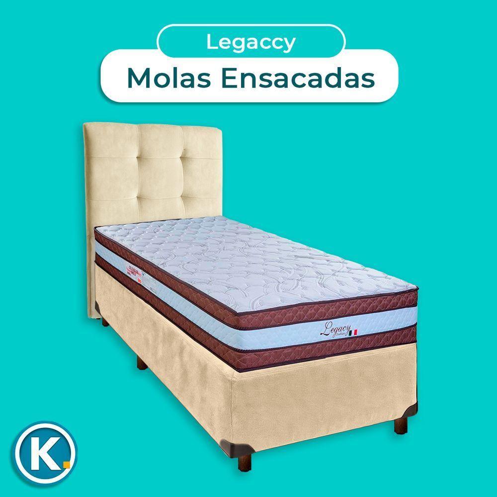 Cama + Box Perola E Colchão Molas Ensacadas Solteiro - Legaccy Paropas + Cabeceira - 4