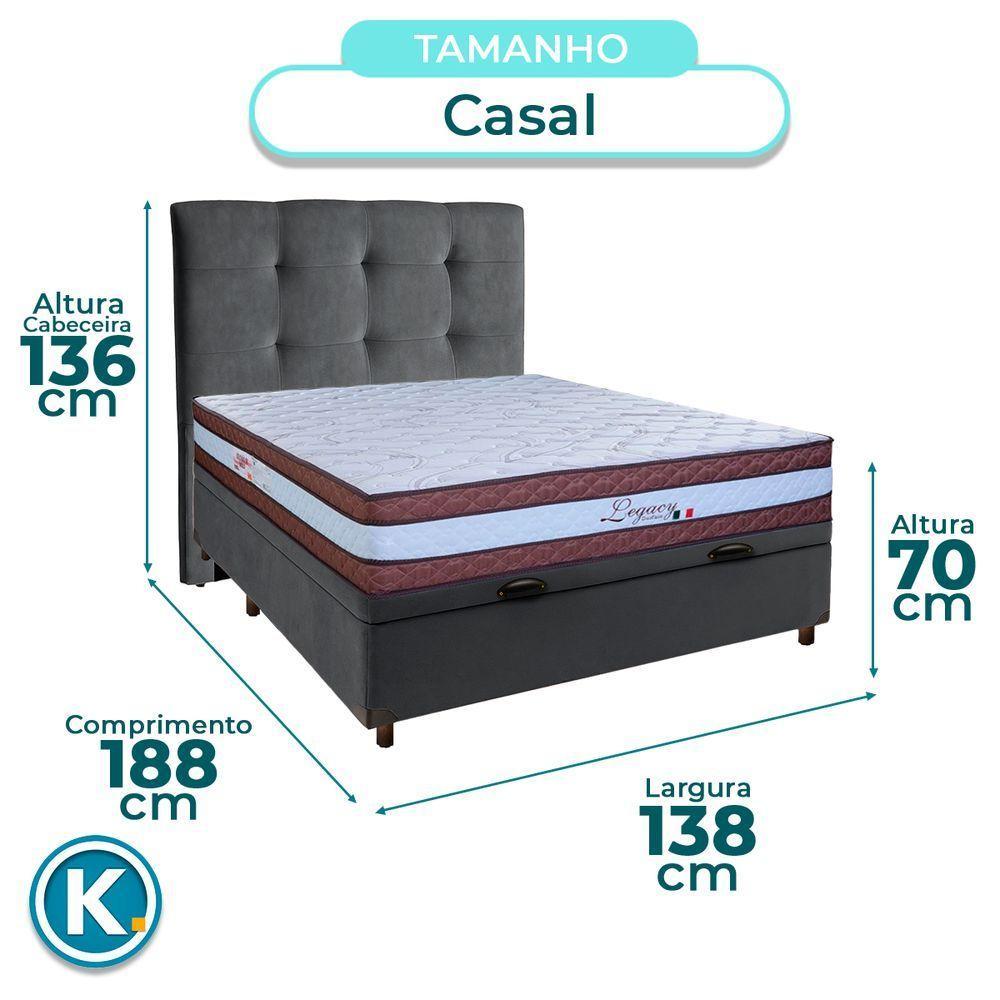 Cama + Bau Blindado E Colchão Molas Ensacadas Casal - Legaccy Paropas + Cabeceira - 3