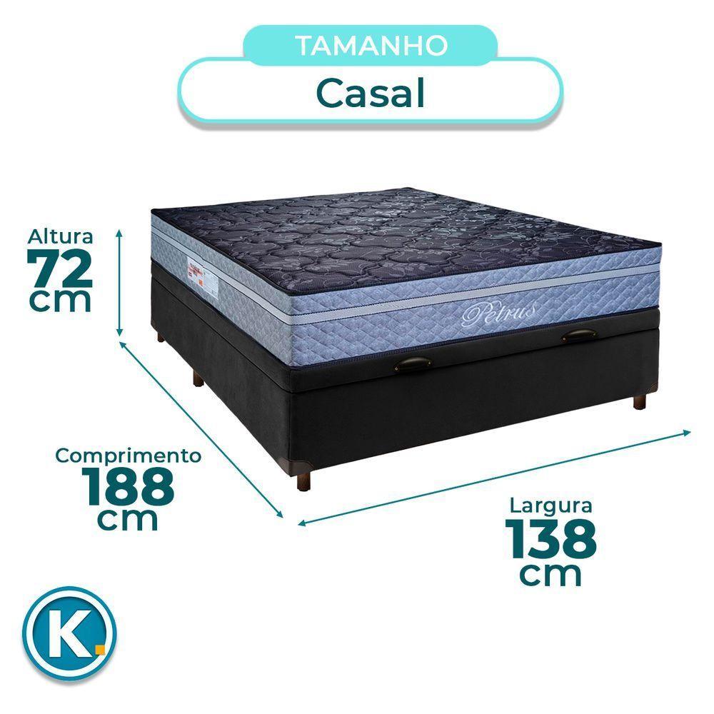 Conjunto Cama Box Bau Blindado Casal + Colchão Molas Ensacadas Petrus Paropas - 3