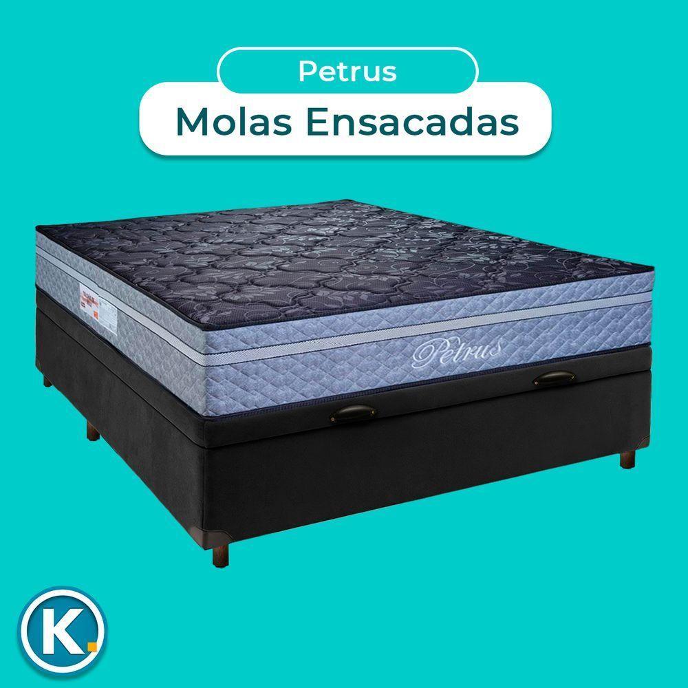 Conjunto Cama Box Bau Blindado Casal + Colchão Molas Ensacadas Petrus Paropas - 4