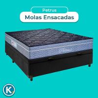 Conjunto Cama Box Bau Blindado Casal + Colchão Molas Ensacadas Petrus Paropas