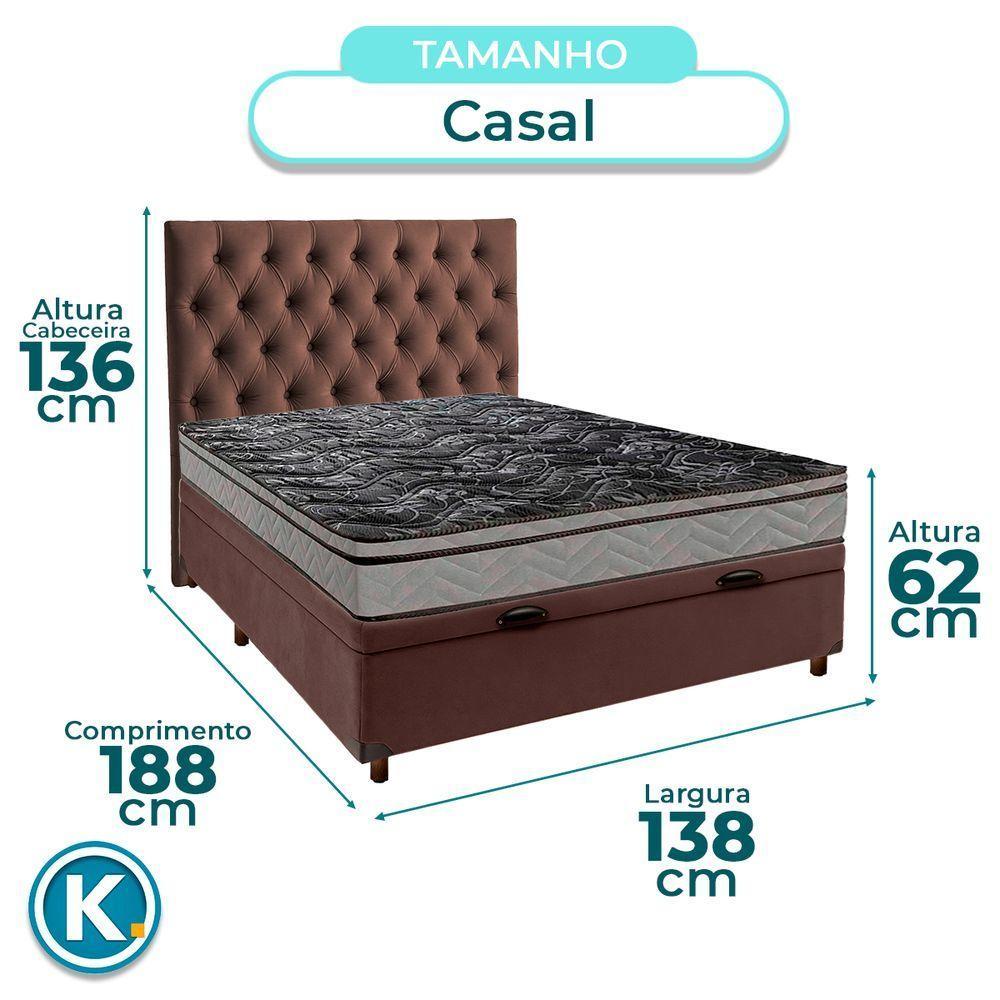 Cama + Bau Marrom E Colchão D28 Casal - Conforto Paropas + Cabeceira - 3