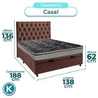 Cama + Bau Marrom E Colchão D28 Casal - Conforto Paropas + Cabeceira - 3