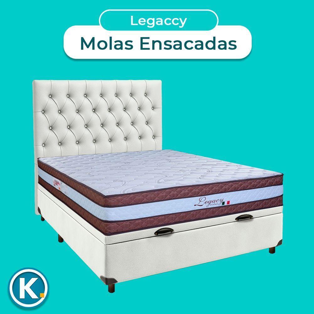 Cama + Bau Branco E Colchão Molas Ensacadas Casal - Legaccy Paropas + Cabeceira - 4