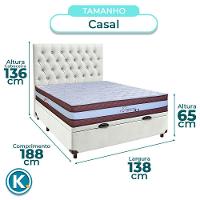 Cama + Bau Branco E Colchão Molas Ensacadas Casal - Legaccy Paropas + Cabeceira - 3