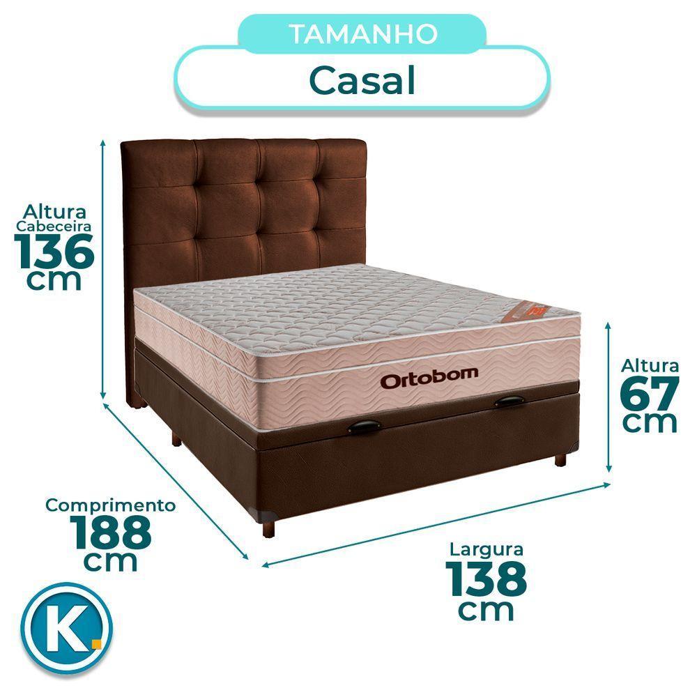 Cama + Bau Blindado E Colchão Ortobom Molas Ensacadas Casal - Airtech + Cabeceira - 3