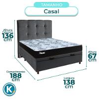 Cama + Bau Blindado E Colchão Molas Ensacadas Casal - Life Gold Paropas + Cabeceira - 3