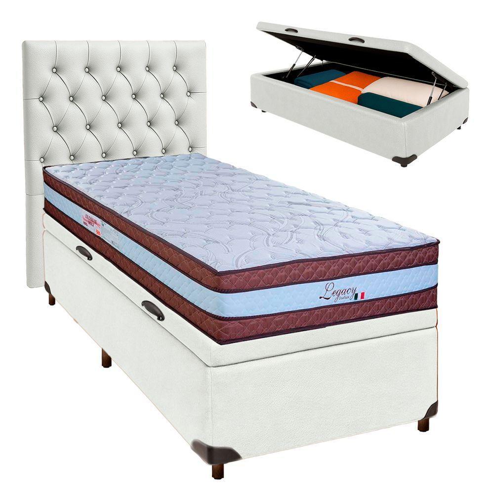 Cama + Bau Blindado E Colchão Molas Ensacadas Solteiro - Legaccy Paropas + Cabeceira - 1