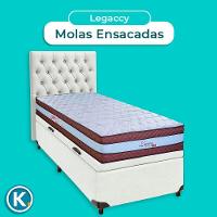 Cama + Bau Blindado E Colchão Molas Ensacadas Solteiro - Legaccy Paropas + Cabeceira