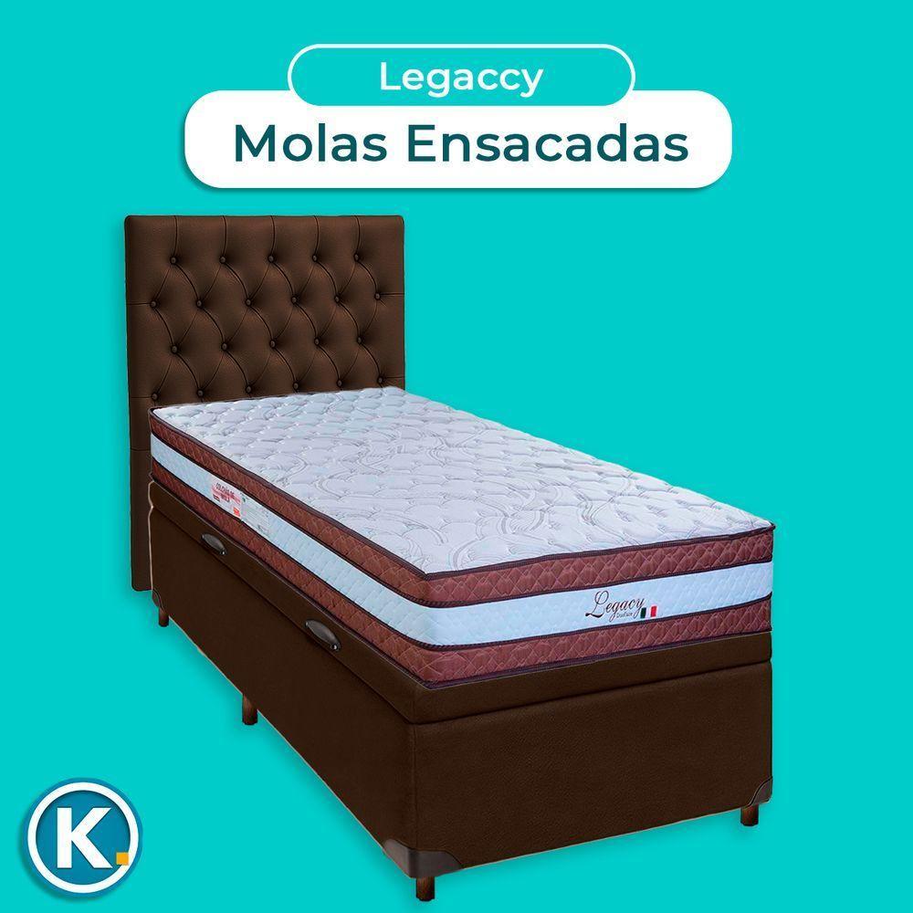Cama + Bau Marrom E Colchão Molas Ensacadas Solteiro - Legaccy Paropas + Cabeceira - 4