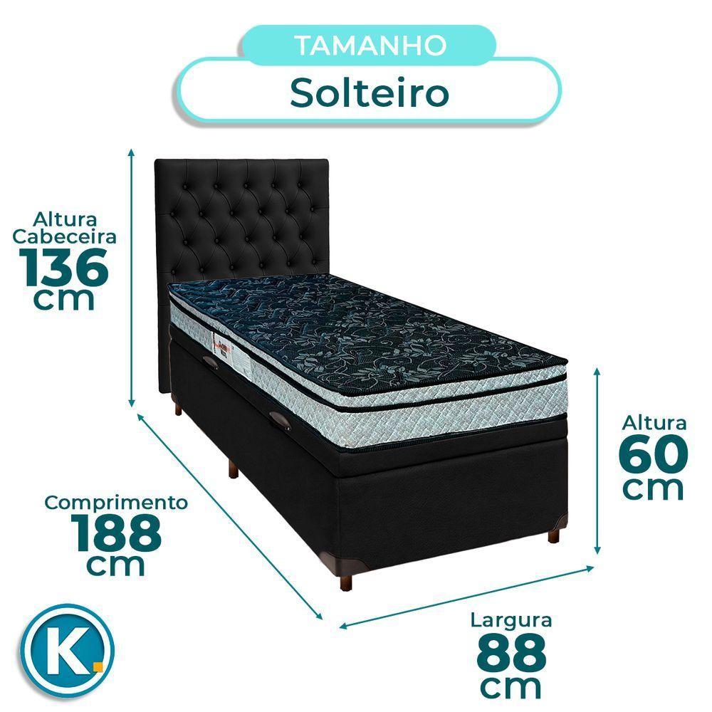 Cama + Bau Preto E Colchão D28 Solteiro - Conforto Paropas + Cabeceira - 3
