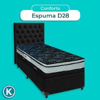 Cama + Bau Preto E Colchão D28 Solteiro - Conforto Paropas + Cabeceira
