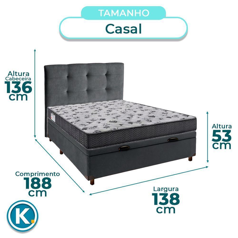 Kit Cama Box Bau + Cabeceira + Colchão Casal D33 - Iso100 - Ortobom - 3