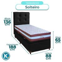 Cama + Bau Preto E Colchão Molas Ensacadas Solteiro - Legaccy Paropas + Cabeceira - 3