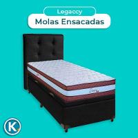 Cama + Bau Preto E Colchão Molas Ensacadas Solteiro - Legaccy Paropas + Cabeceira