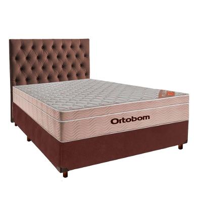 Cama + Box Blindado E Colchão Ortobom Molas Ensacadas Casal - Airtech + Cabeceira