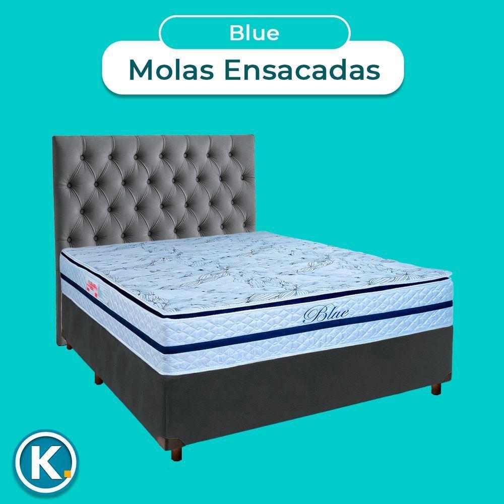 Cama + Box Cinza E Colchão Molas Ensacadas Casal - Blue Paropas + Cabeceira - 4