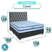 Cama + Box Cinza E Colchão Molas Ensacadas Casal - Blue Paropas + Cabeceira - 3