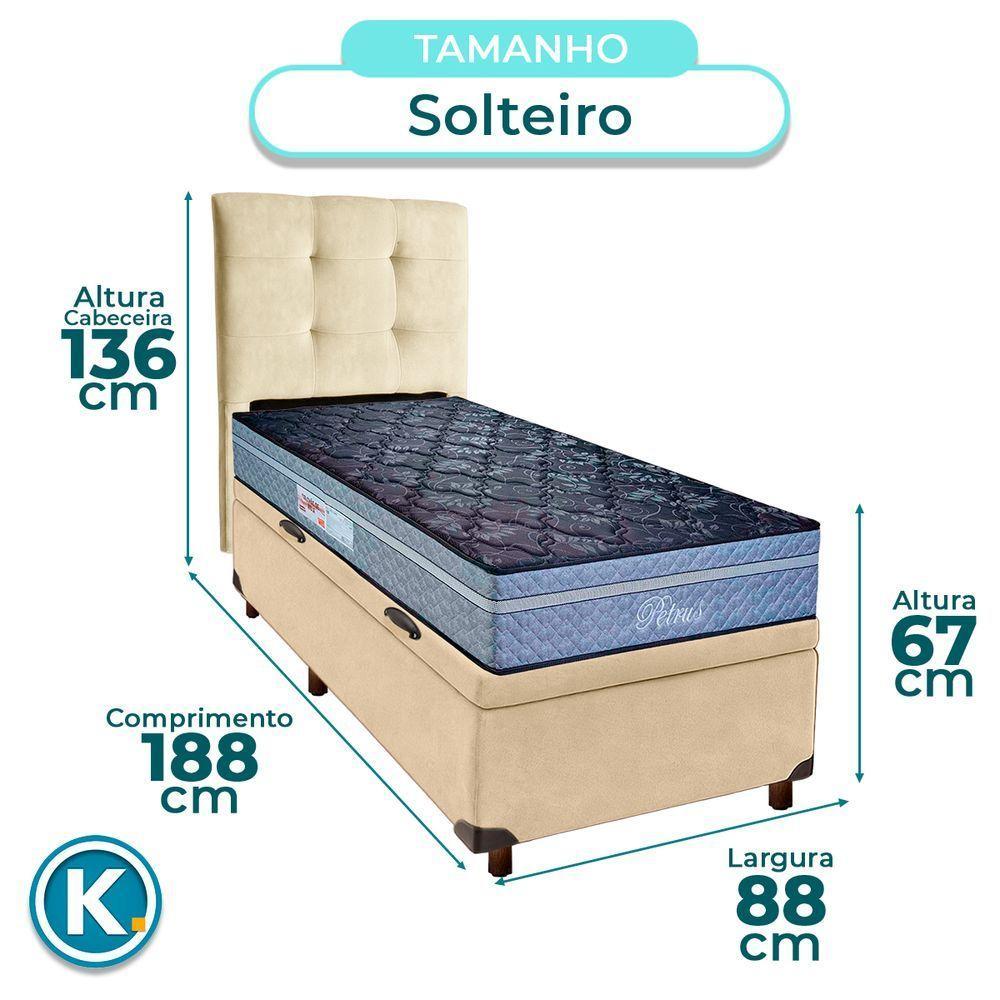 Cama + Bau Perola E Colchão Molas Ensacadas Solteiro - Petrus Paropas + Cabeceira - 3