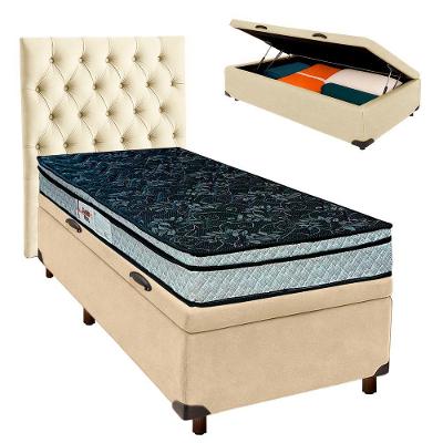 Kit Cabeceira + Cama Box Bau + Colchão Solteiro D28 Conforto Paropas