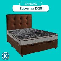 Cama + Bau Marrom E Colchão D28 Casal - Conforto Paropas + Cabeceira