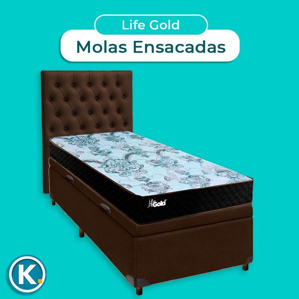 Cama + Bau Blindado E Colchão Molas Ensacadas Solteiro - Life Gold Paropas + Cabeceira - 4
