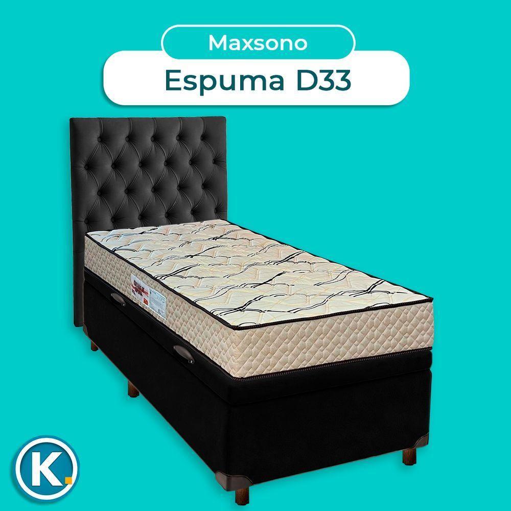 Cama + Bau Preto E Colchão D33 Solteiro - Maxsono Paropas + Cabeceira - 5