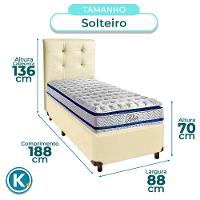 Cama + Box Bege E Colchão Molas Ensacadas Solteiro - Blue Paropas + Cabeceira - 3