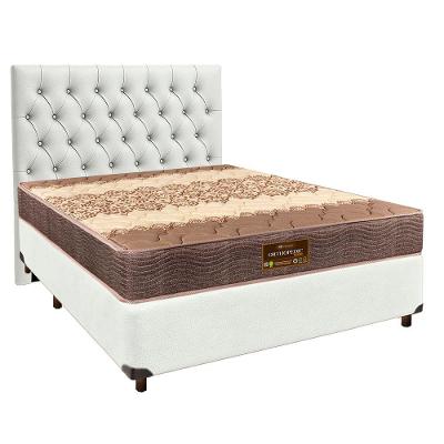 Cama + Box Branco E Colchão D26 Casal - Ortophedic Sankonfort + Cabeceira