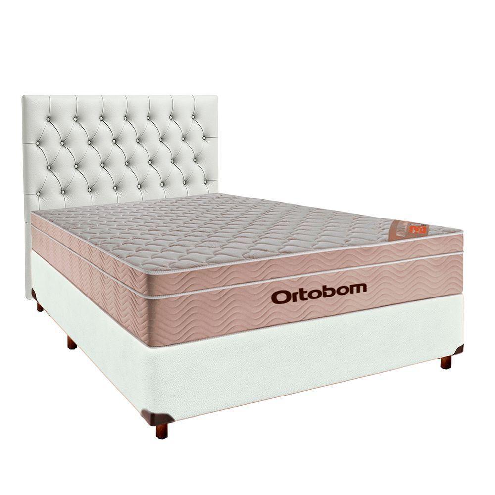 Cama + Box Branco E Colchão Ortobom Molas Ensacadas Casal - Airtech + Cabeceira - 1
