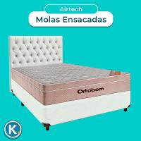 Cama + Box Branco E Colchão Ortobom Molas Ensacadas Casal - Airtech + Cabeceira