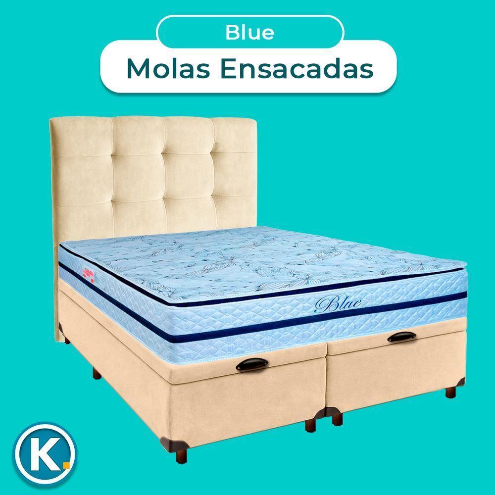 Kit Cabeceira + Cama Box Bau + Colchão Queen Molas Ensacadas Blue Paropas - 2