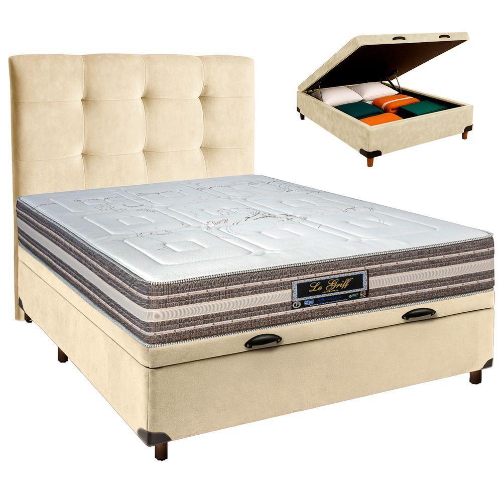 Kit Cabeceira + Cama Box Bau + Colchão Casal Molas Ensacadas Legriff Sankonfort - 1