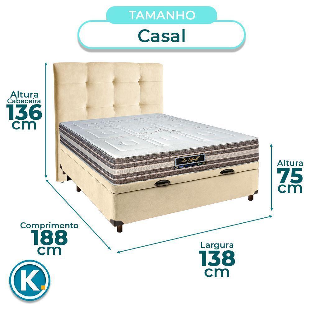 Kit Cabeceira + Cama Box Bau + Colchão Casal Molas Ensacadas Legriff Sankonfort - 3