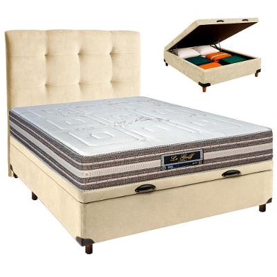 Kit Cabeceira + Cama Box Bau + Colchão Casal Molas Ensacadas Legriff Sankonfort
