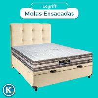 Kit Cabeceira + Cama Box Bau + Colchão Casal Molas Ensacadas Legriff Sankonfort