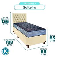 Cama + Box Bege E Colchão Molas Ensacadas Solteiro - Petrus Paropas + Cabeceira - 3