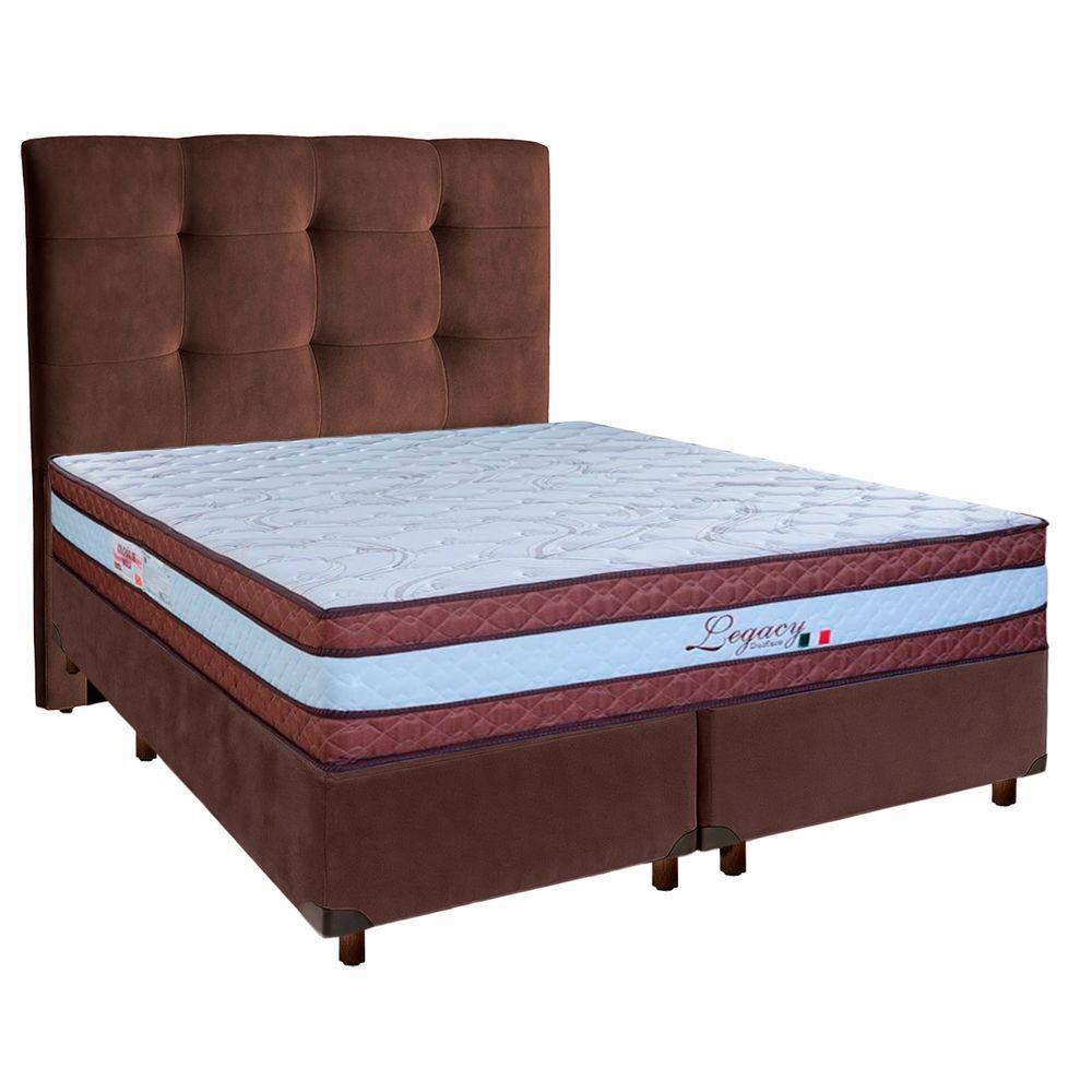 Cama + Box Blindado E Colchão Molas Ensacadas Casal - Legaccy Paropas + Cabeceira - 1