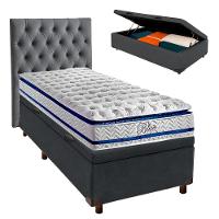 Kit Cabeceira + Cama Box Bau + Colchão Solteiro Molas Ensacadas Blue Paropas - 1