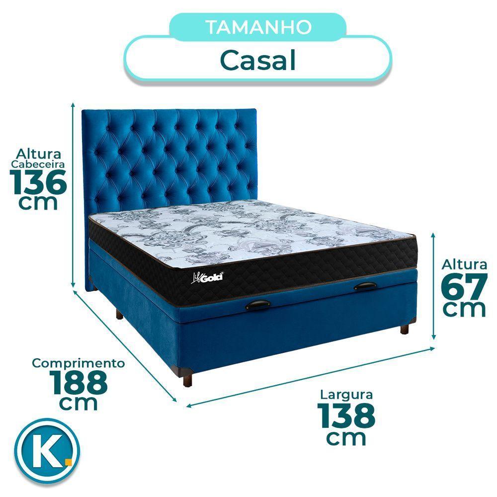 Kit Cama Box Bau + Cabeceira + Colchão Casal Molas Ensacadas - Life Gold - Paropas - 3
