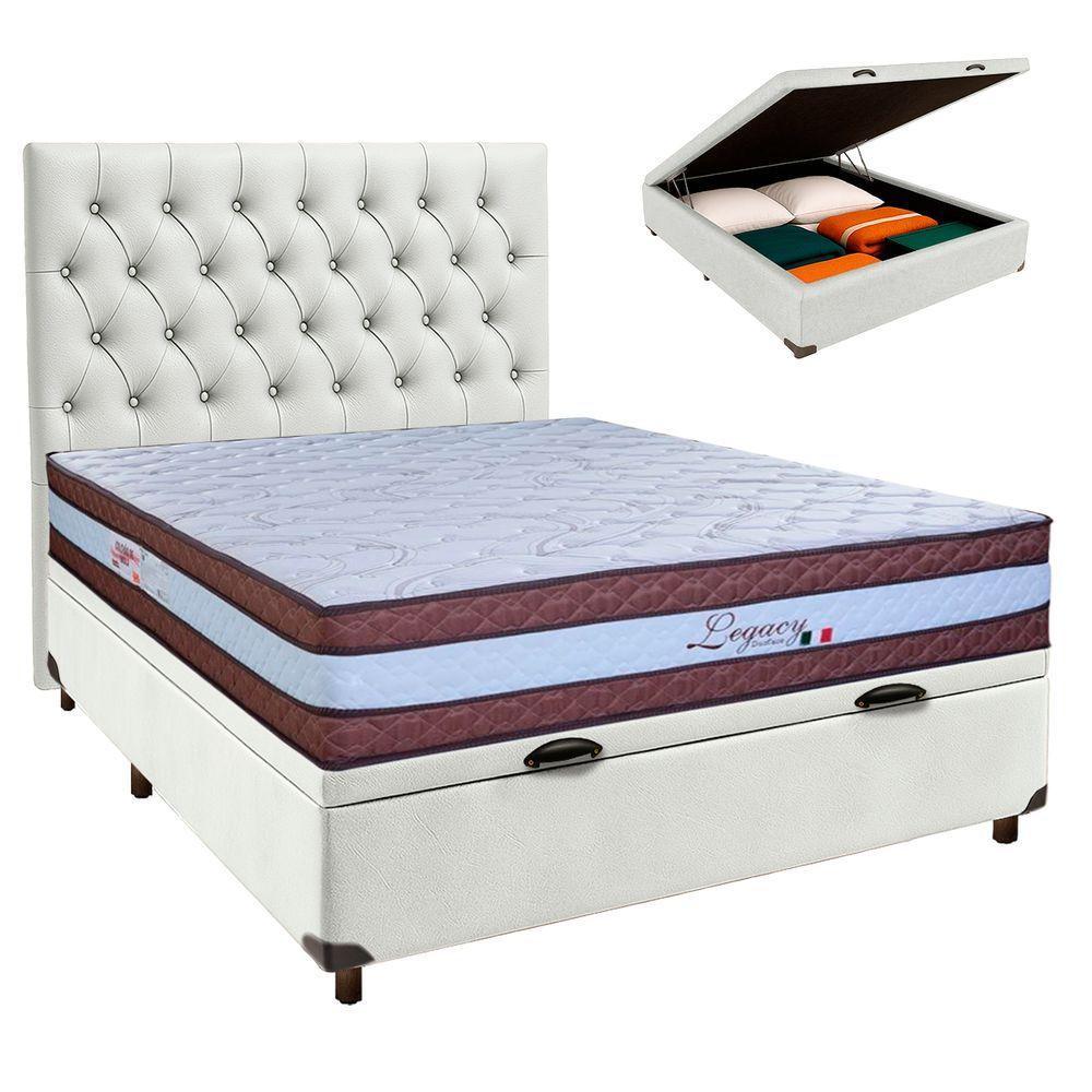 Kit Cabeceira + Cama Box Bau + Colchão Casal Molas Ensacadas Legaccy Paropas - 1