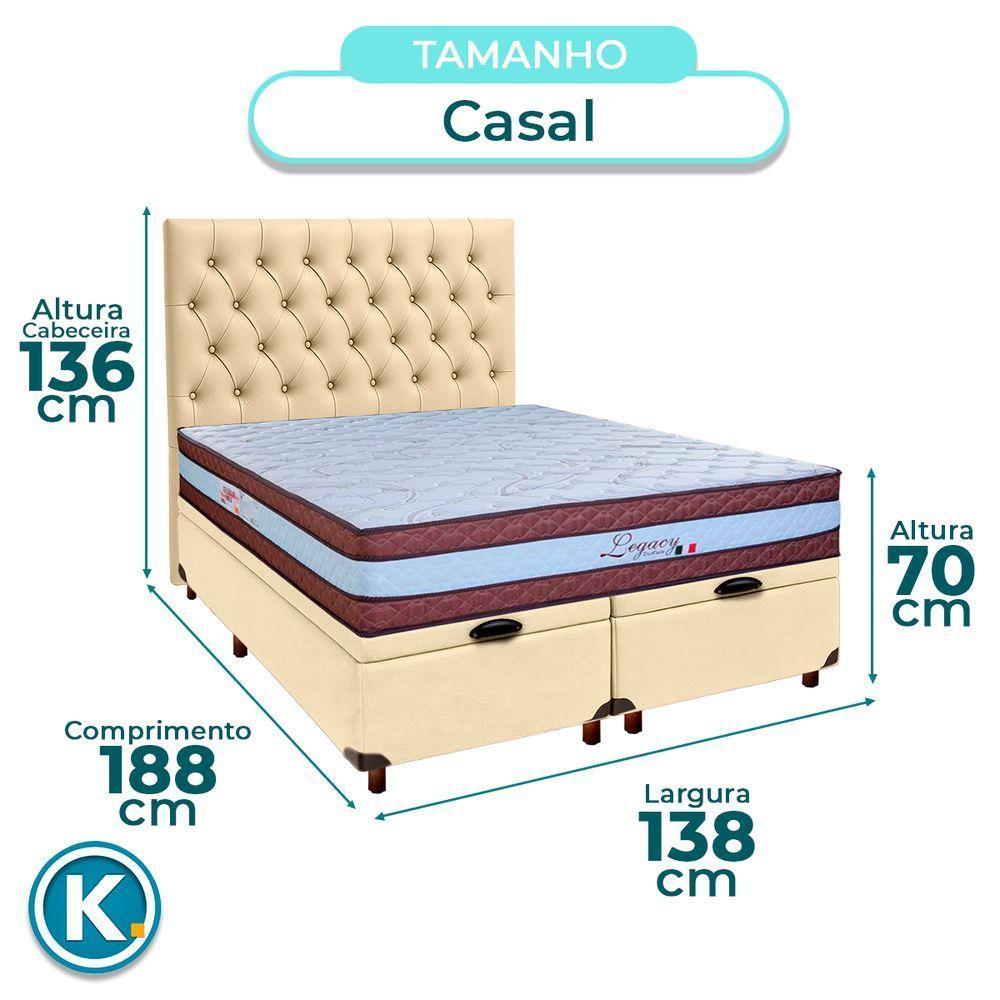 Kit Cabeceira + Cama Box Bau + Colchão Casal Molas Ensacadas Legaccy Paropas - 3