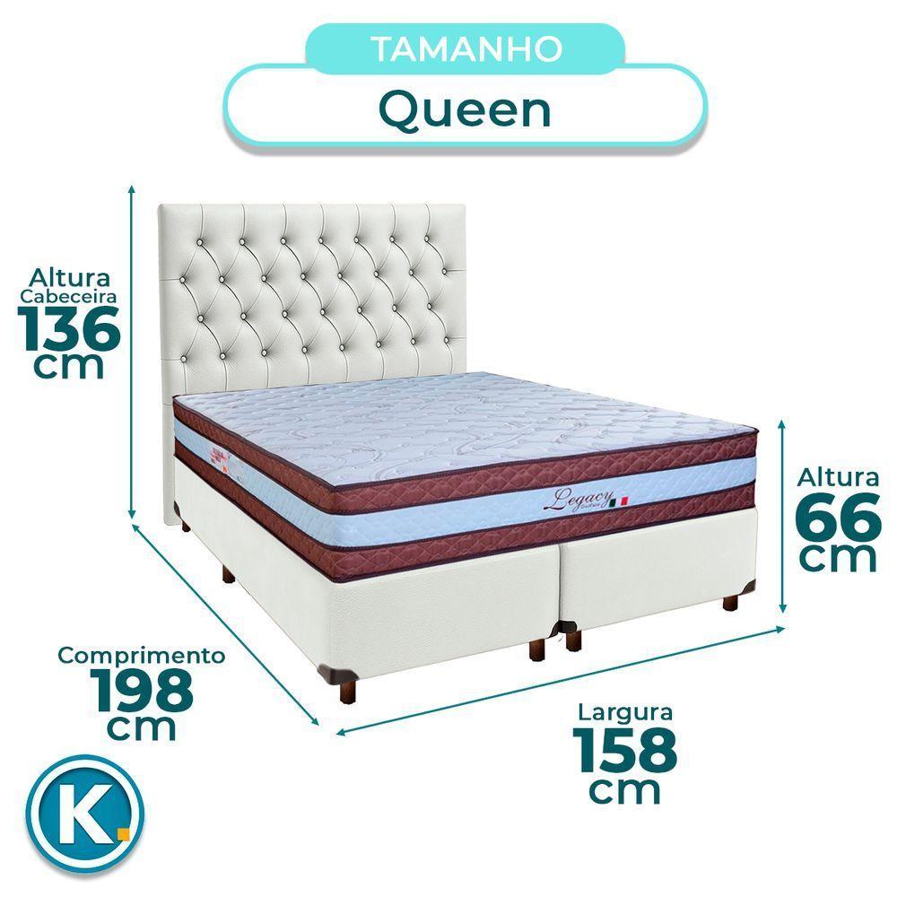 Cama + Box Branco E Colchão Molas Ensacadas Queen - Legaccy Paropas + Cabeceira - 3